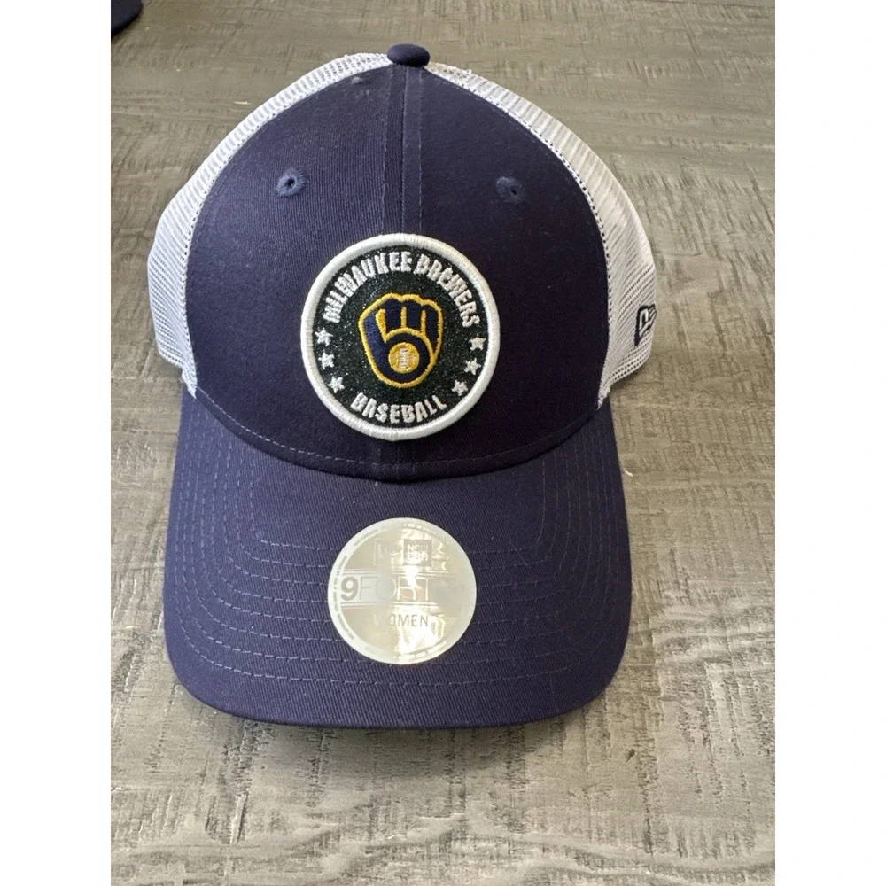 New Milwaukee Brewers Hat New Era 9Forty Trucker Snapback Cap‎ Women's MLB
